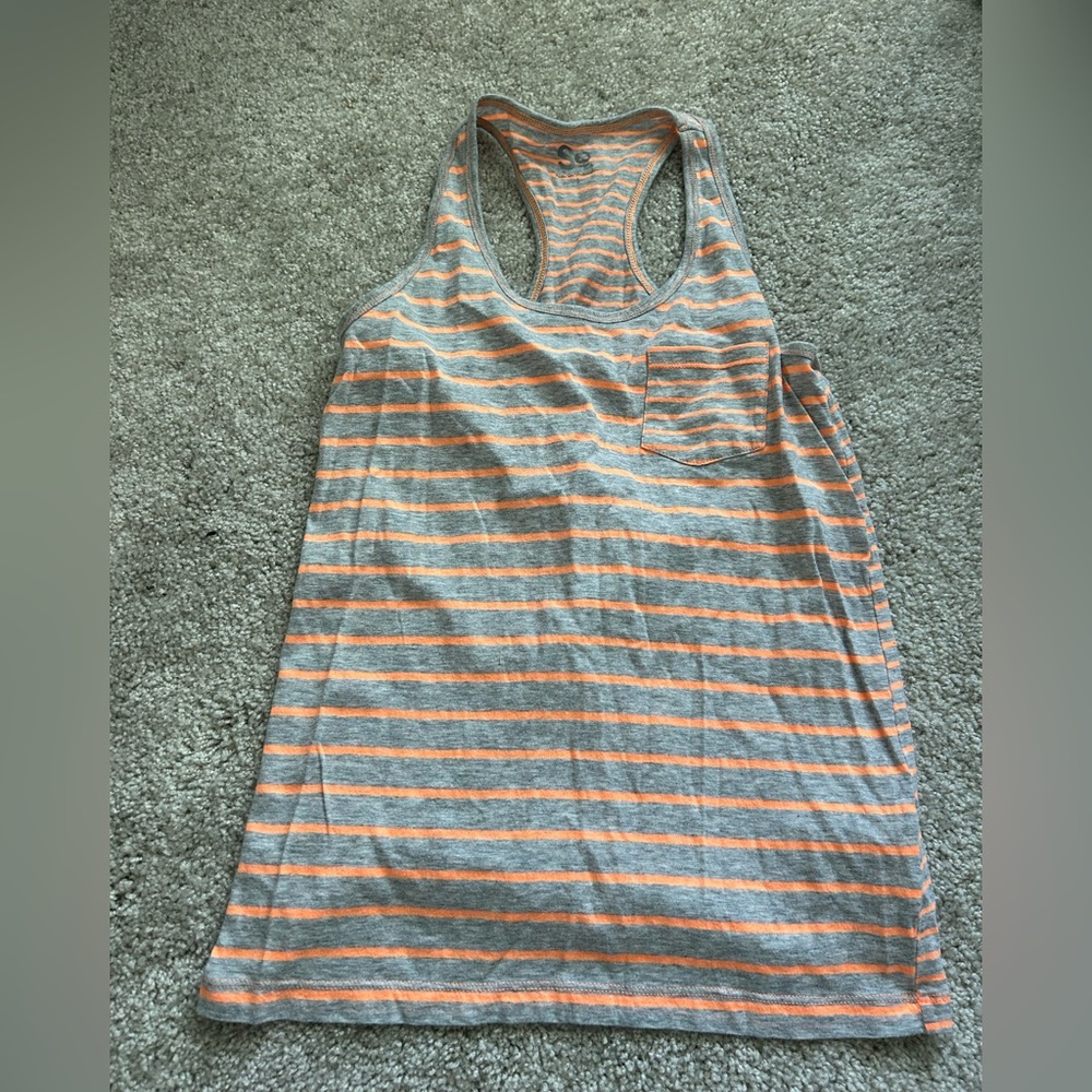 Gray and Orange Striped Tank Top